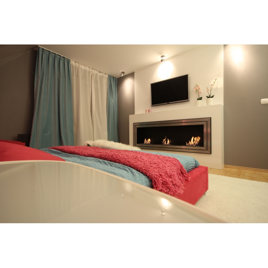 Kratki - Vgradni BIO kamin 65x180 cm 3x2,5kW sijajni krom