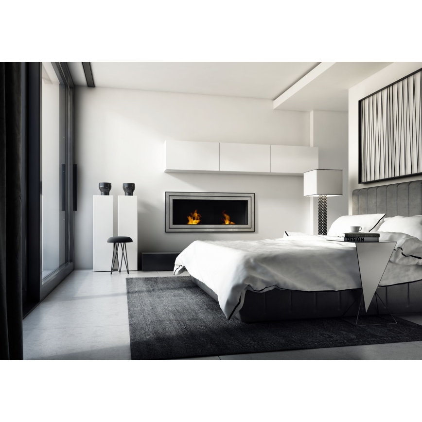 Kratki - Vgradni BIO kamin 65x180 cm 3x2,5kW sijajni krom