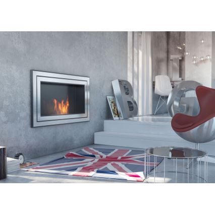 Kratki - Vgradni BIO kamin 65x180 cm 3x2,5kW sijajni krom