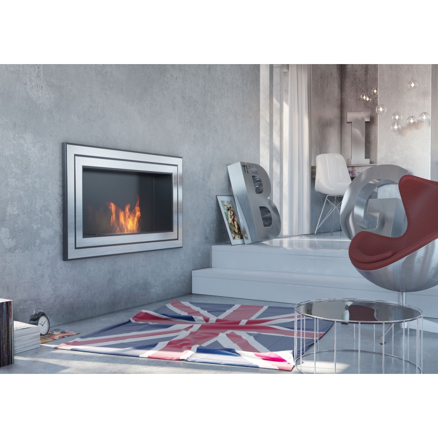 Kratki - Vgradni BIO kamin 65x180 cm 3x2,5kW sijajni krom