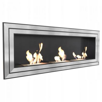 Kratki - Vgradni BIO kamin 65x180 cm 3x2,5kW sijajni krom
