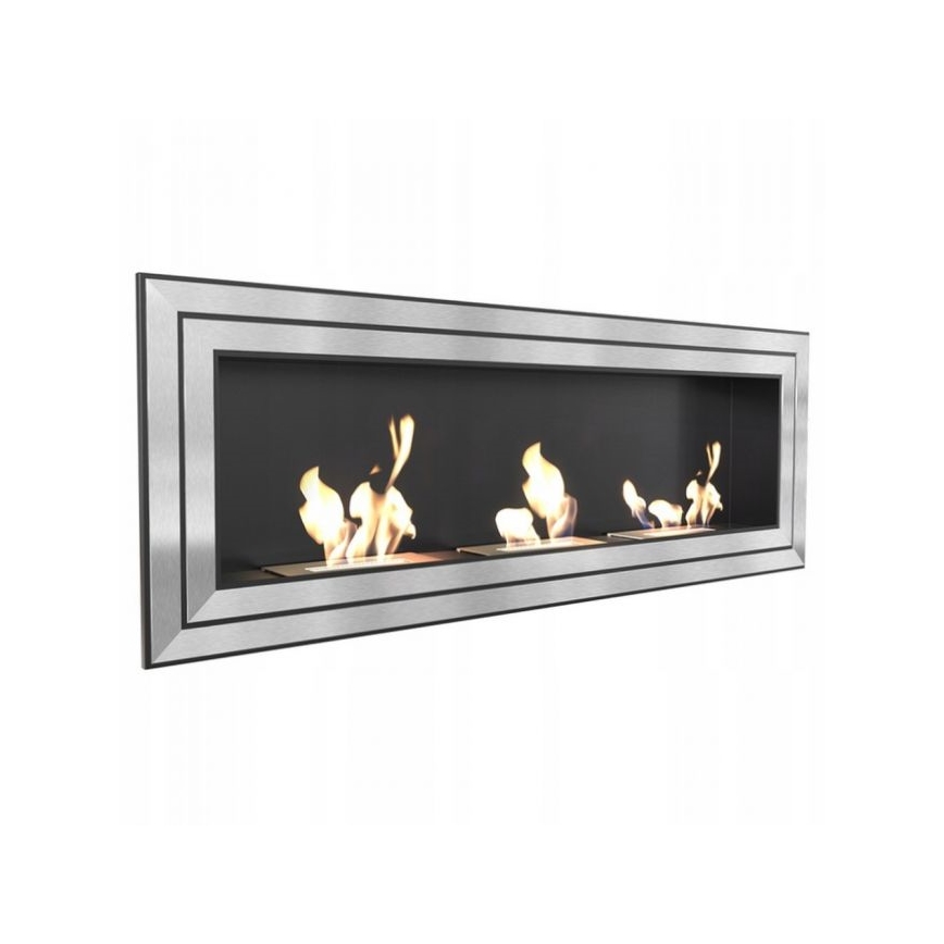 Kratki - Vgradni BIO kamin 65x180 cm 3x2,5kW sijajni krom