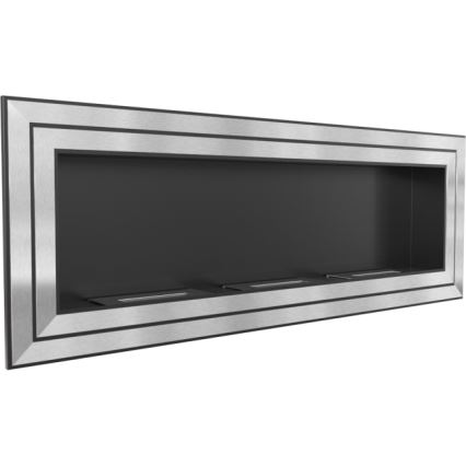 Kratki - Vgradni BIO kamin 65x180 cm 3x2,5kW sijajni krom
