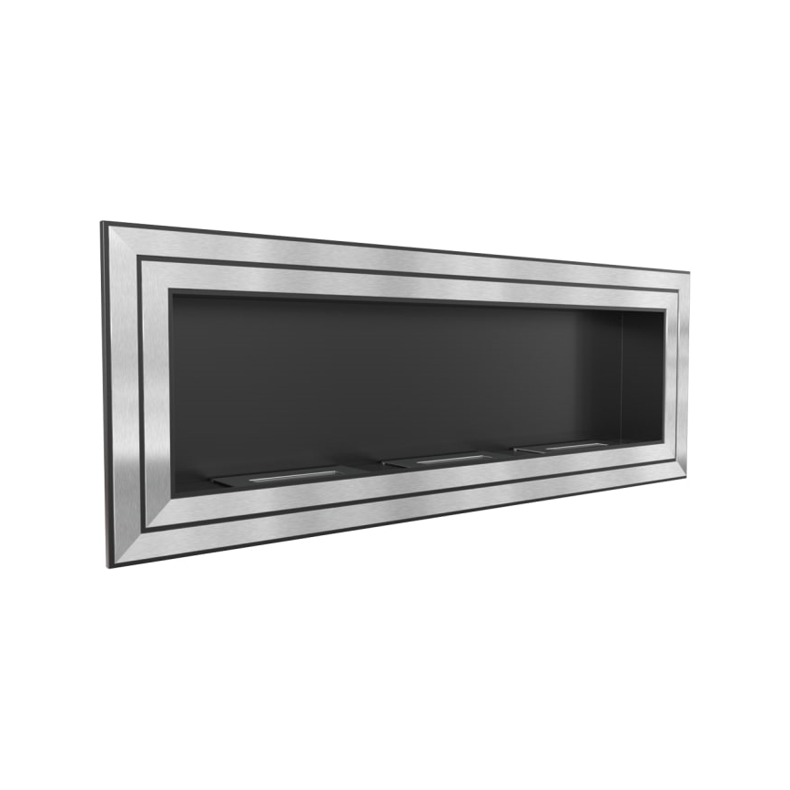 Kratki - Vgradni BIO kamin 65x180 cm 3x2,5kW sijajni krom