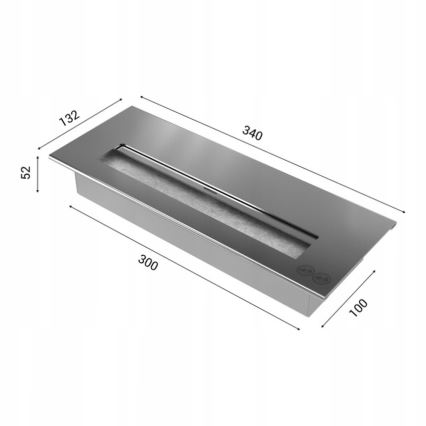 Kratki - Vgradni BIO kamin 65x180 cm 3x2,5kW krom