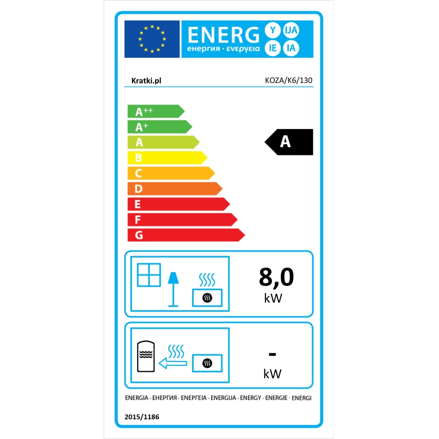 Kratki - Litoželezni kamin 8kW 130mm