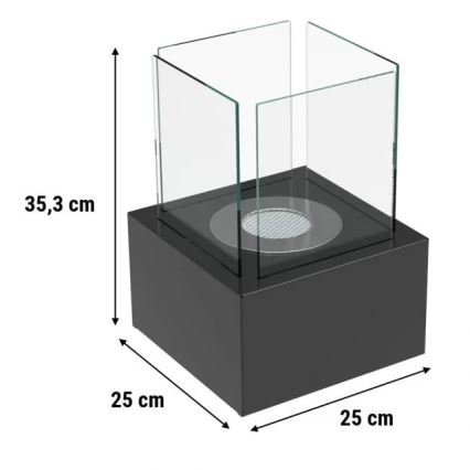 Kratki - BIO kamin 35,3x25 cm 1kW črna