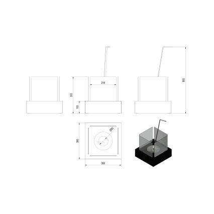 Kratki - BIO kamin 30,3x30 cm 1kW bela