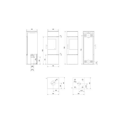 Kratki - Jekleni kamin 8kW 150mm