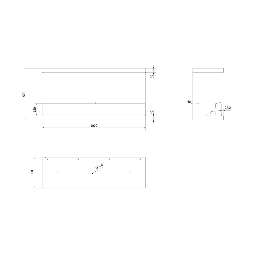 Kratki - Vgradni BIO kamin 50x100 cm 7kW črna