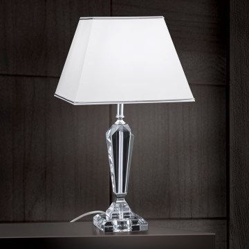 Kristalna namizna svetilka VERONIQUE 1xE27/60W/230V bela/krom