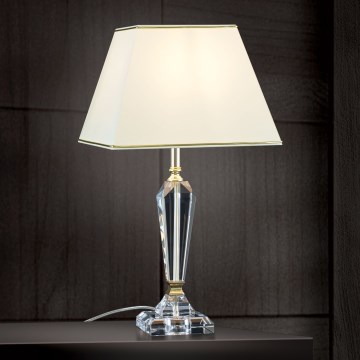 Kristalna namizna svetilka VERONIQUE 1xE27/60W/230V krem barva/prozorna