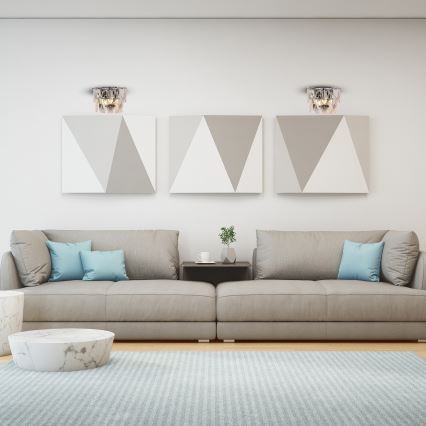 Kristalna stenska svetilka CHELSEA 2xE14/40W/230V sijajni krom