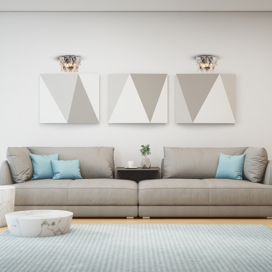 Kristalna stenska svetilka CHELSEA 2xE14/40W/230V sijajni krom