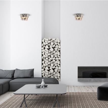 Kristalna stenska svetilka CHELSEA 2xE14/40W/230V sijajni krom
