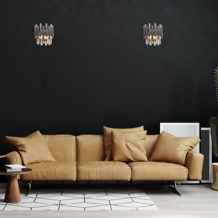 Kristalna stenska svetilka MADISON 2xE14/40W/230V sijajni krom