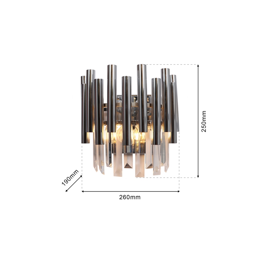 Kristalna stenska svetilka MADISON 2xE14/40W/230V sijajni krom