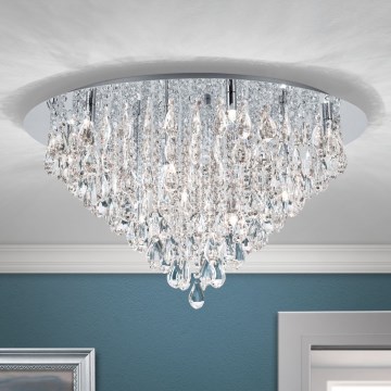 Kristalna stropna svetilka CELESTE 12xG9/40W/230V pr. 75 cm sijajni krom