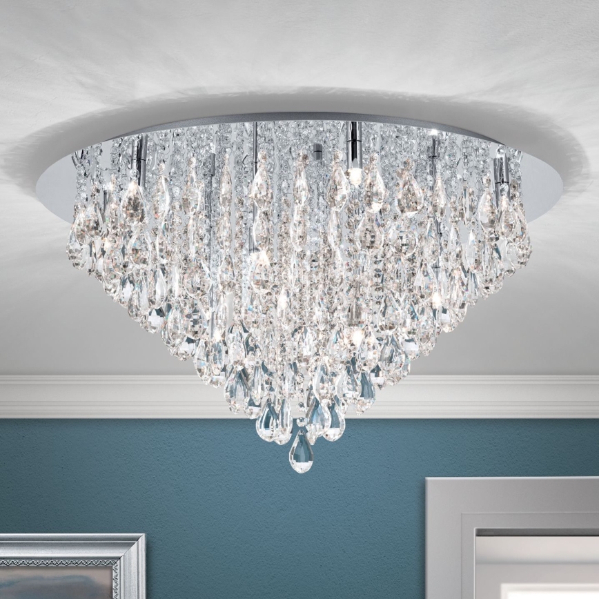 Kristalna stropna svetilka CELESTE 12xG9/40W/230V pr. 75 cm sijajni krom