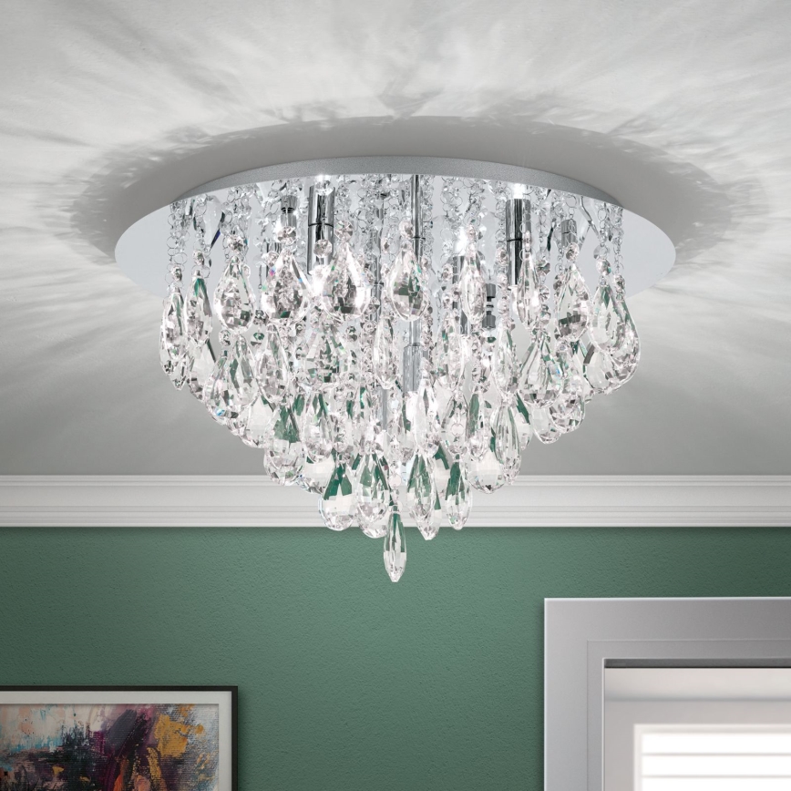 Kristalna stropna svetilka CELESTE 6xG9/40W/230V pr. 45 cm sijajni krom