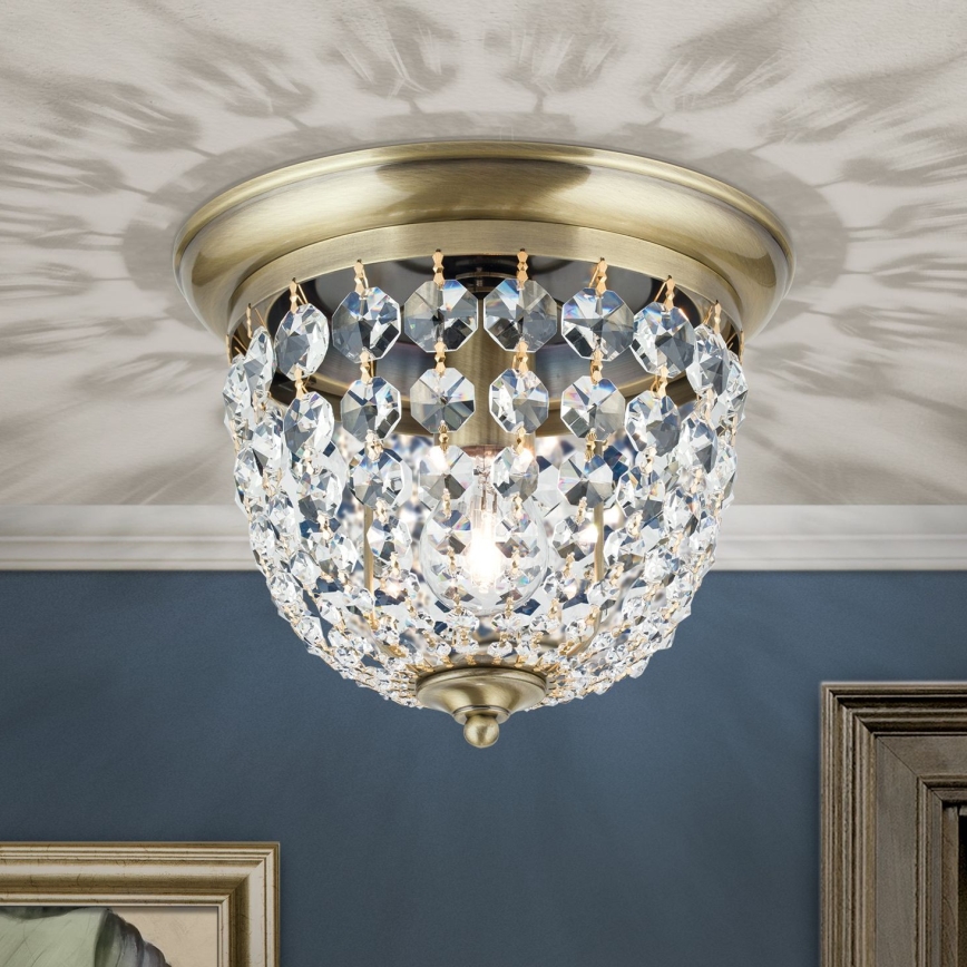 Kristalna stropna svetilka PLAFOND 1xE27/40W/230V pr. 26 cm bron