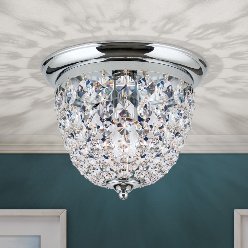 Kristalna stropna svetilka PLAFOND 1xE27/40W/230V pr. 26 cm sijajni krom