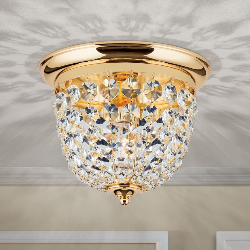 Kristalna stropna svetilka PLAFOND 1xE27/40W/230V pr. 26 cm zlata