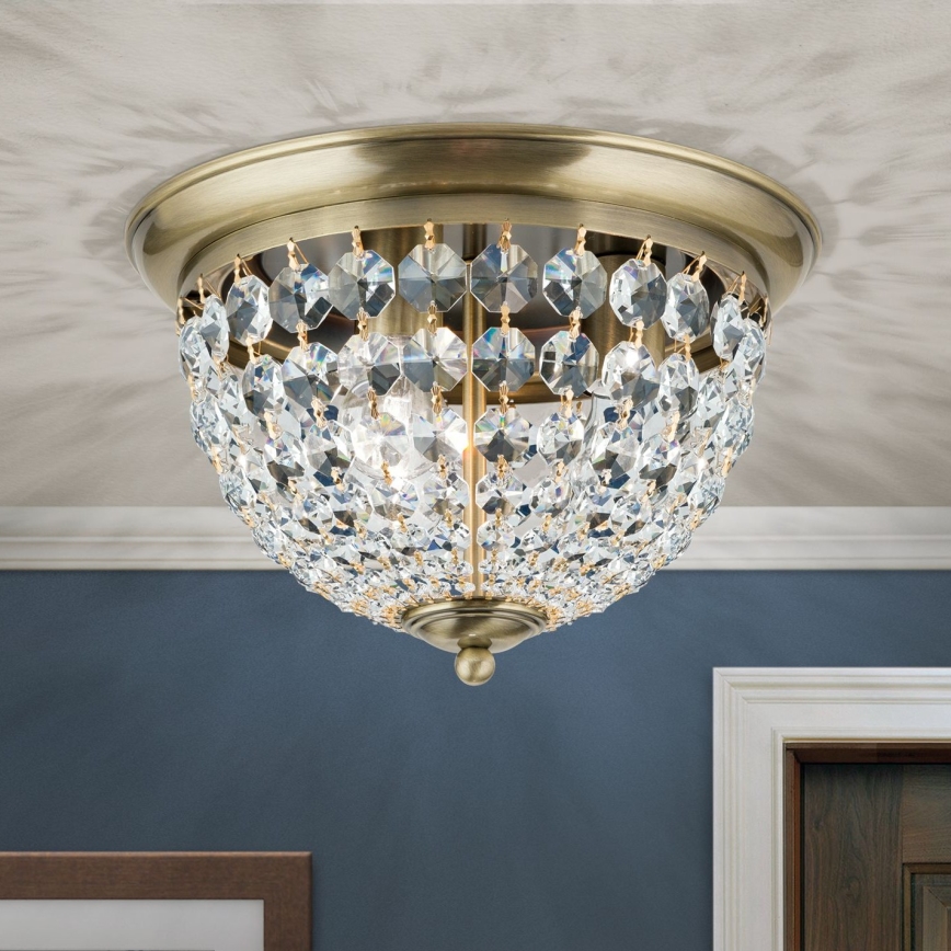 Kristalna stropna svetilka PLAFOND 3xE27/40W/230V pr. 35 cm bron