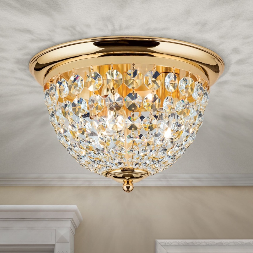 Kristalna stropna svetilka PLAFOND 3xE27/40W/230V pr. 35 cm zlata