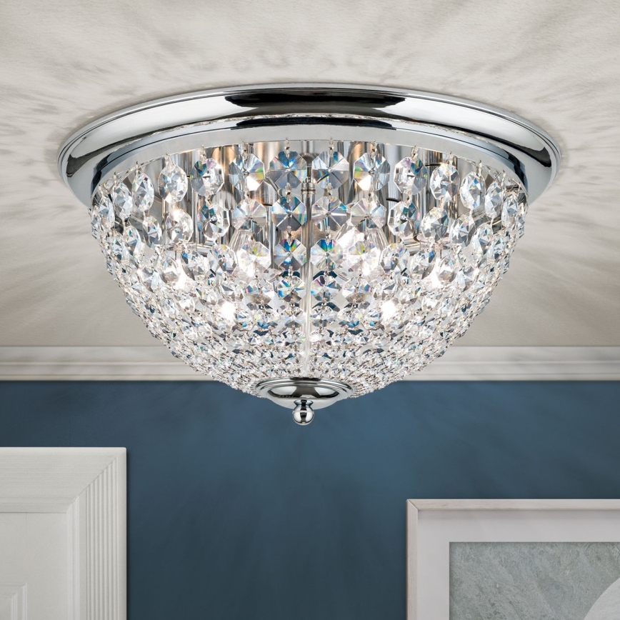Kristalna stropna svetilka PLAFOND 6xE27/40W/230V pr. 47 cm sijajni krom
