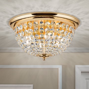 Kristalna stropna svetilka PLAFOND 6xE27/40W/230V pr. 47 cm zlata