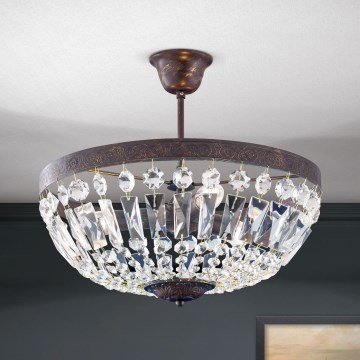 Kristalni lestenec na drogu ARILA 3xE14/40W/230V pr. 40 cm rjava/patina