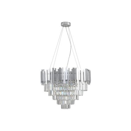 Kristalni lestenec na kablu PLAZA 9xE14/40W/230V, Ø 60 cm, srebrne barve