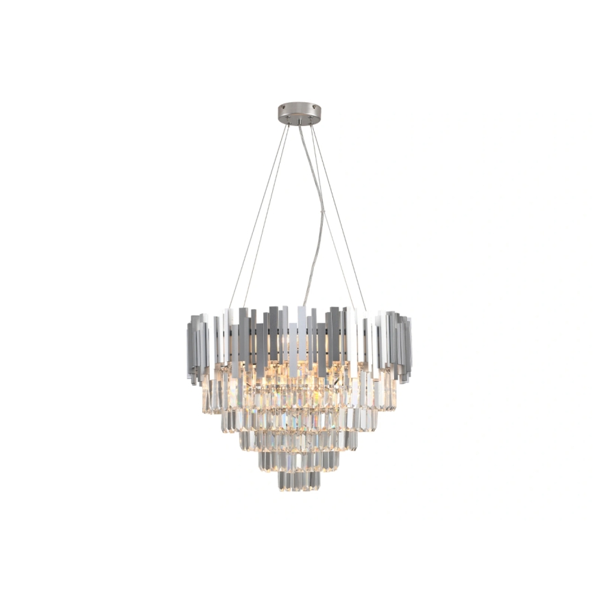 Kristalni lestenec na kablu PLAZA 9xE14/40W/230V, Ø 60 cm, srebrne barve