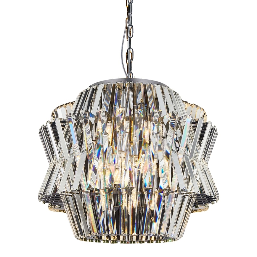 Kristalni lestenec na verigi CROWN 12xE14/40W/230V sijajni krom