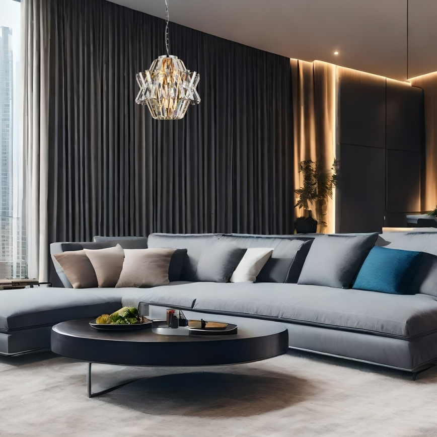 Kristalni lestenec na verigi CROWN 4xE14/40W/230V sijajni krom
