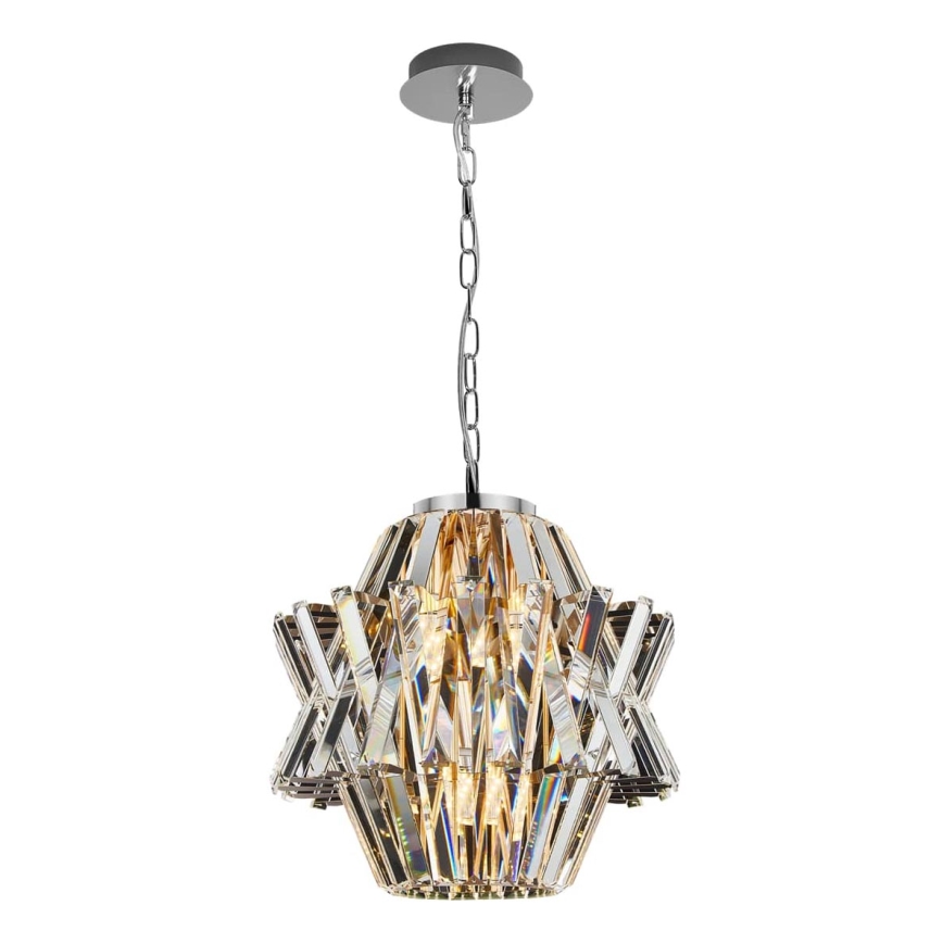 Kristalni lestenec na verigi CROWN 4xE14/40W/230V sijajni krom