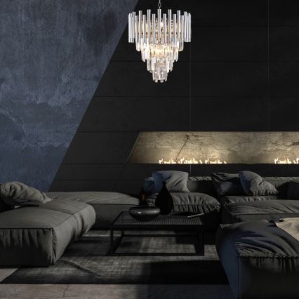 Kristalni lestenec na verigi MADISON 9xE14/40W/230V sijajni krom