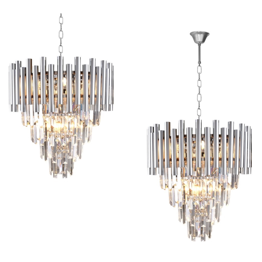 Kristalni lestenec na verigi MADISON 9xE14/40W/230V sijajni krom