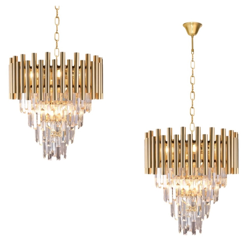 Kristalni lestenec na verigi MADISON 9xE14/40W/230V zlat