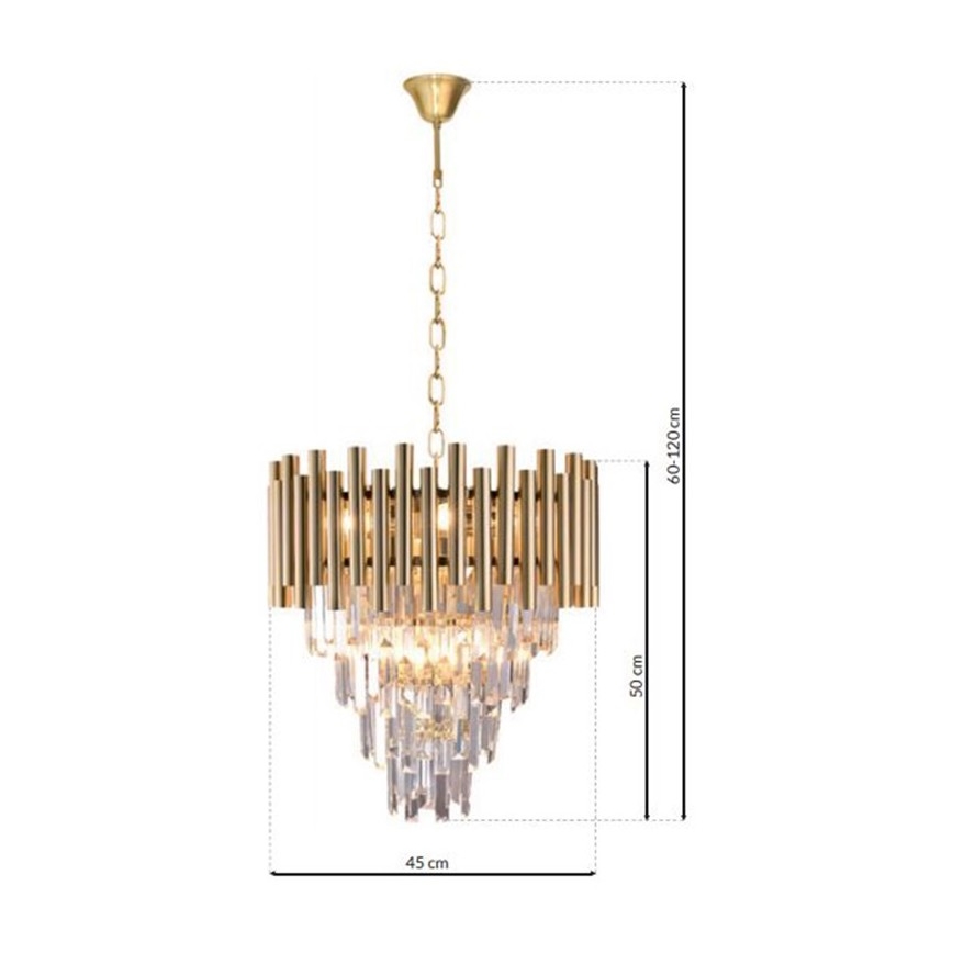 Kristalni lestenec na verigi MADISON 9xE14/40W/230V zlat