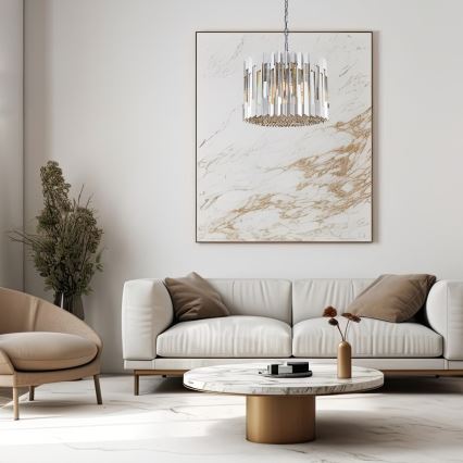 Kristalni lestenec na verigi RITZ 7xE14/40W/230V sijajni krom