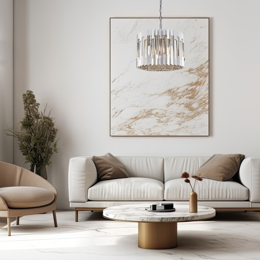 Kristalni lestenec na verigi RITZ 7xE14/40W/230V sijajni krom