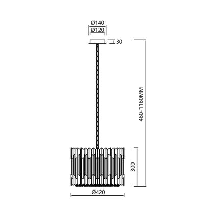 Kristalni lestenec na verigi RITZ 7xE14/40W/230V krom