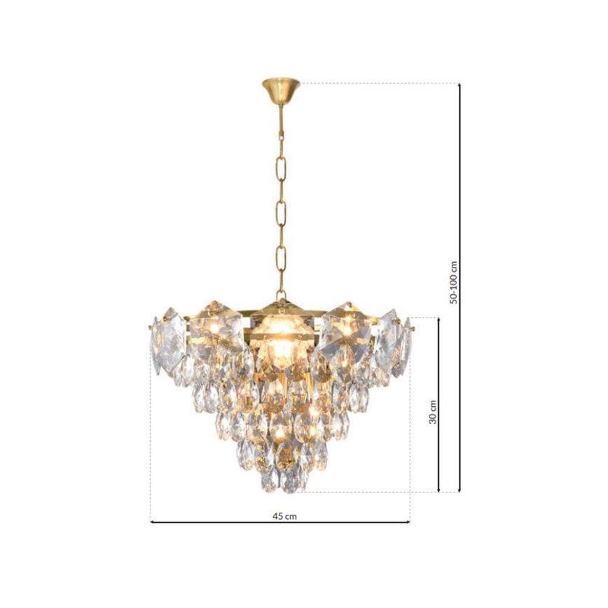 Kristalni lestenec na verigi SELENA 6xE14/40W/230V zlat