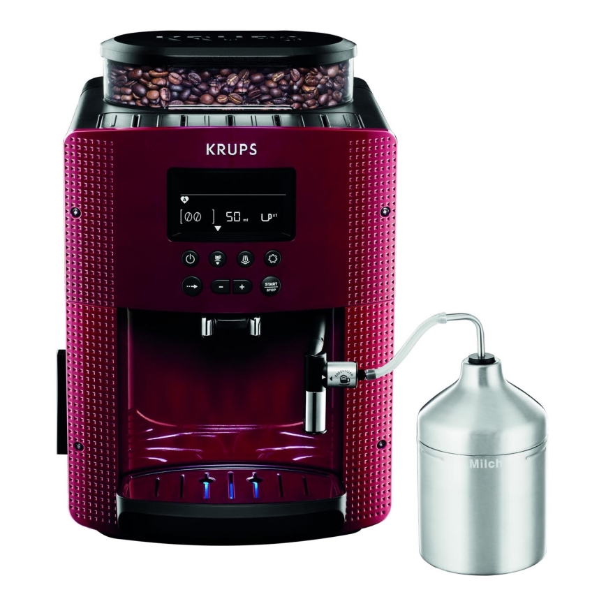 Krups - Avtomatski aparat za kavo z posodo za mleko ESSENTIAL 1450W/230V rdeča
