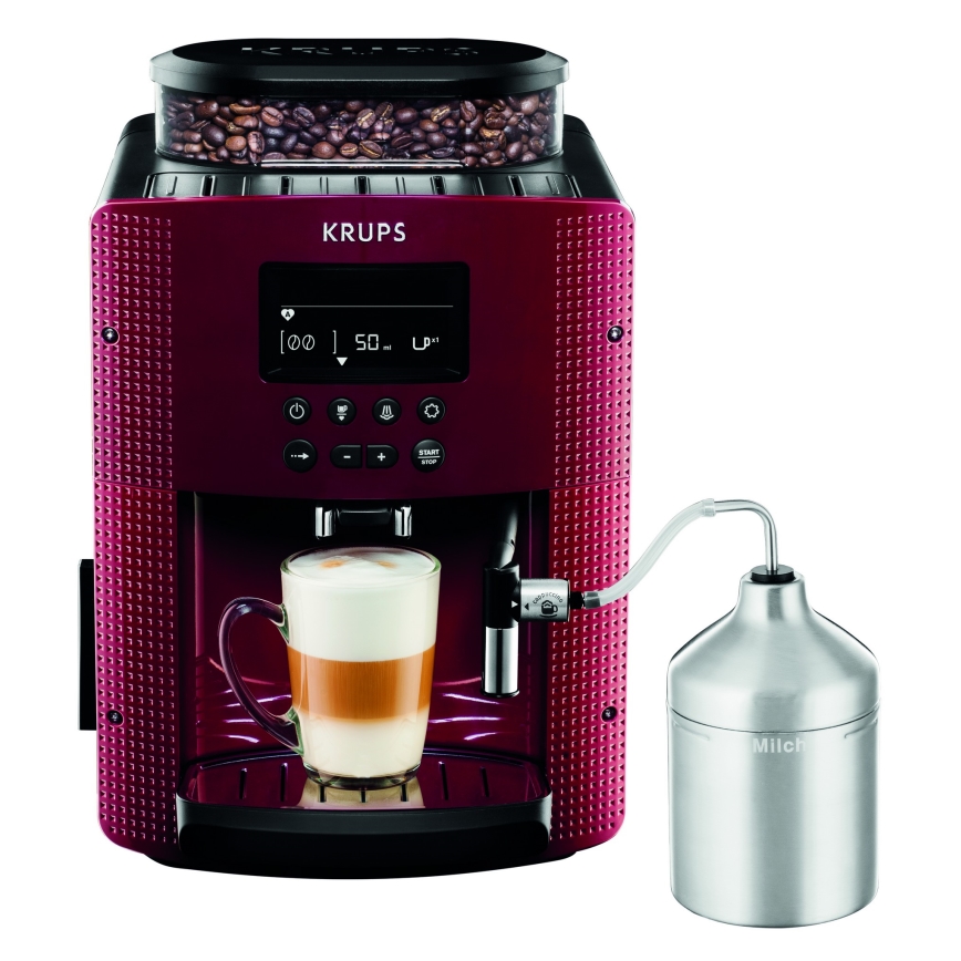 Krups - Avtomatski aparat za kavo z posodo za mleko ESSENTIAL 1450W/230V rdeča