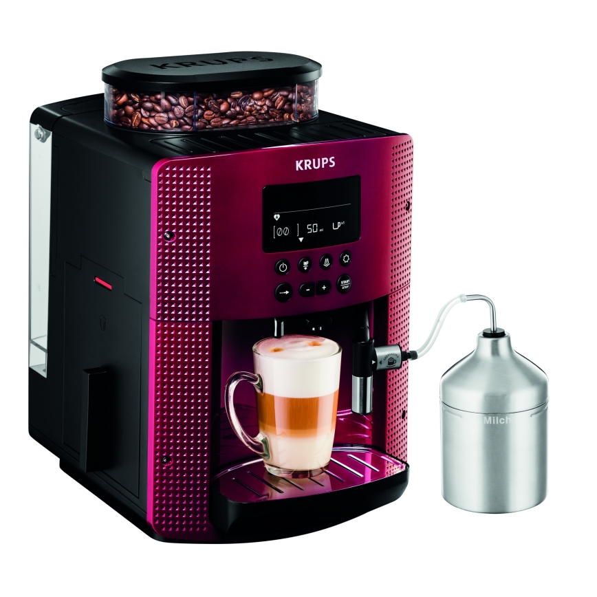 Krups - Avtomatski aparat za kavo z posodo za mleko ESSENTIAL 1450W/230V rdeča
