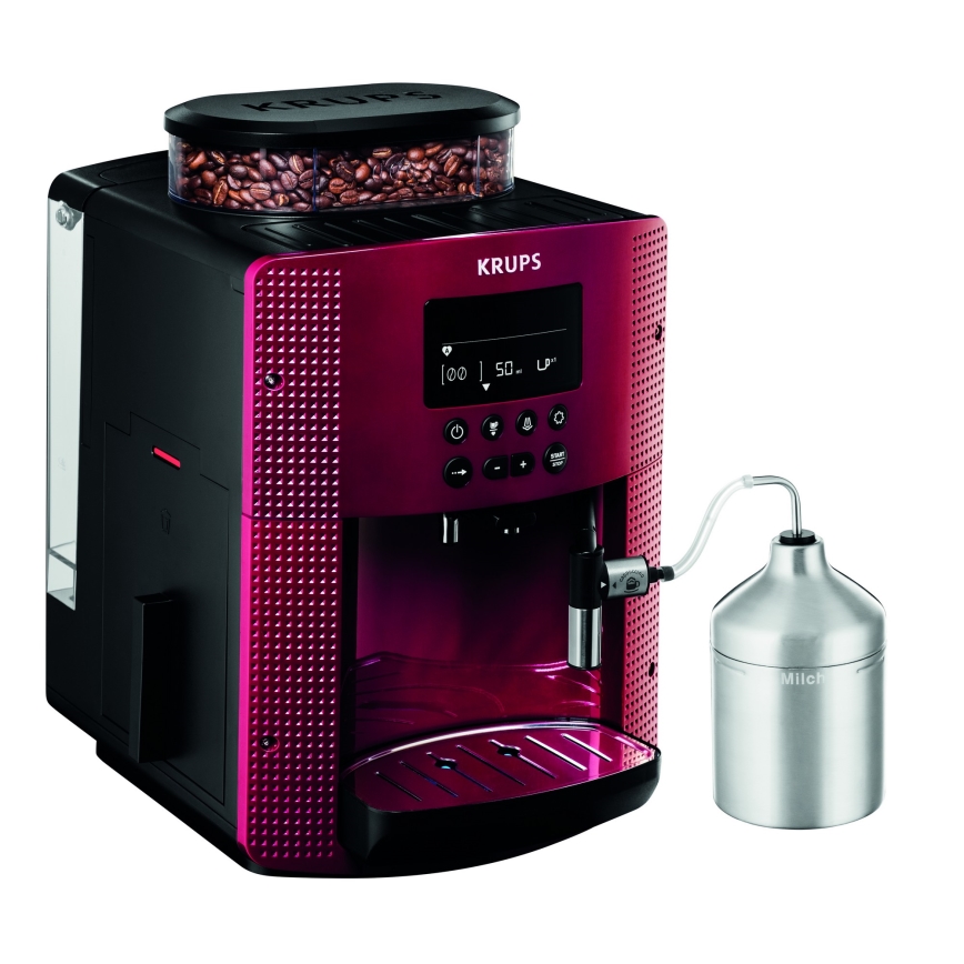 Krups - Avtomatski aparat za kavo z posodo za mleko ESSENTIAL 1450W/230V rdeča