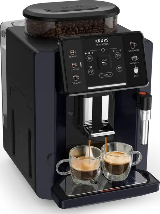 Krups - Avtomatski aparat za kavo z posodo za mleko SENSATION 1450W/230V črna